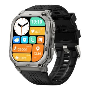 KOSPET P-M004-S TANK M3 Smartwatch with 1.96-In.-AMOLED Touch Screen, Bluetooth, 170+ Sports Modes, and Military Grade Protection (Silver)