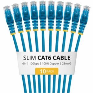 6in Blue Slim Cat6 Cable Pack
