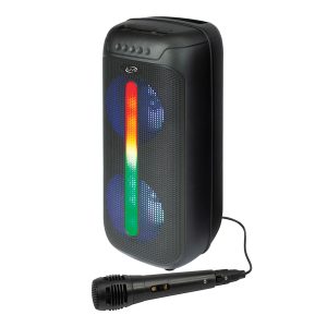 iLive Electronics ISB293B Jam Time Portable Bluetooth Speaker System with LED Lights, Microphone, and Speakerphone, True Wireless, Black, ISB293B