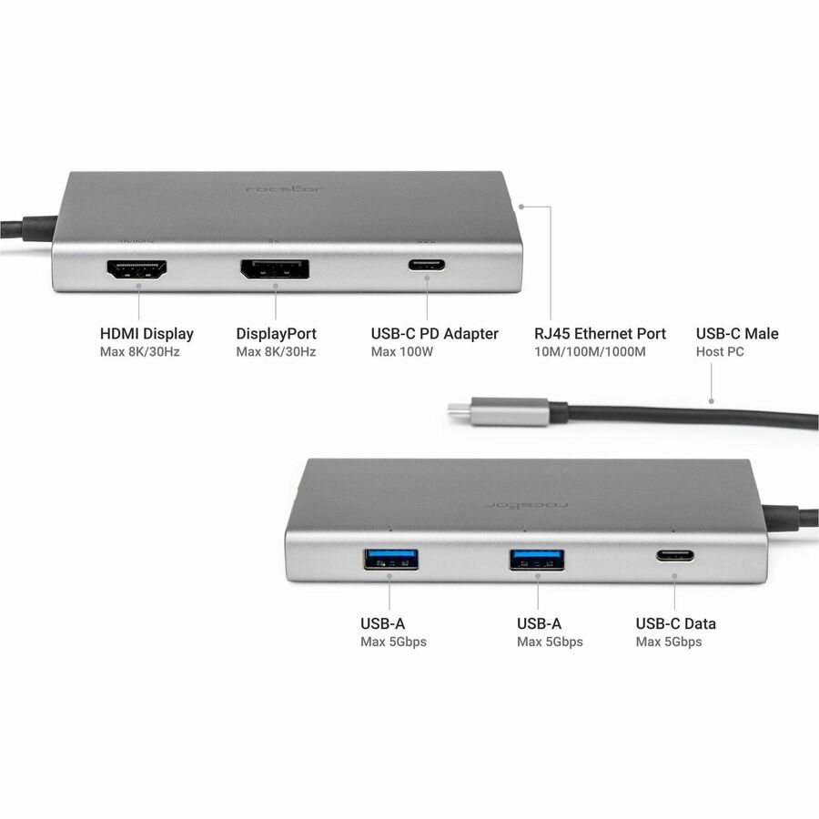 Rocstor Premium USB-C Dual Display Portable Dock Multiport Adapter - Image 9