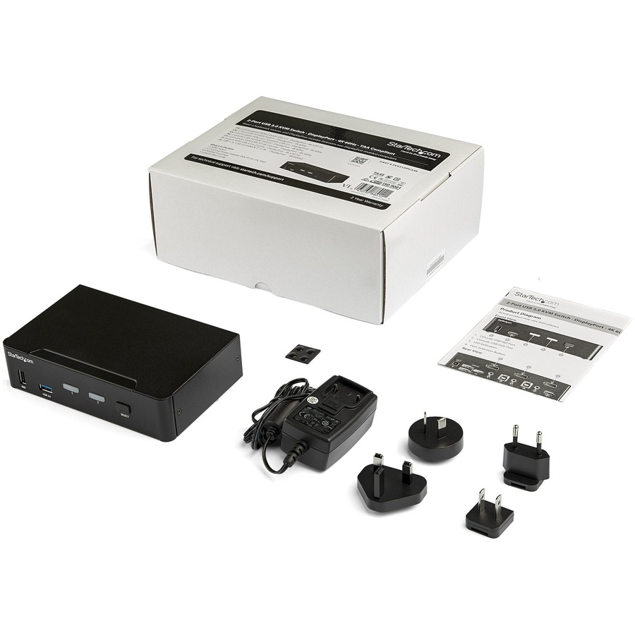 StarTech.com 2 Port DisplayPort KVM Switch - 4K 60Hz - Single Display - UHD DP 1.2 USB KVM Switch with USB 3.0 Hub & Audio - TAA Compliant - Image 3