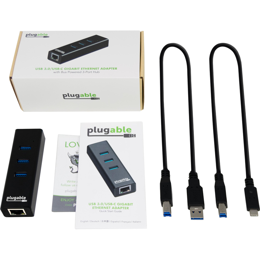 Plugable USB Hub with Ethernet, 3 port USB 3.0 Bus Powered Hub with Gigabit Ethernet - Image 7