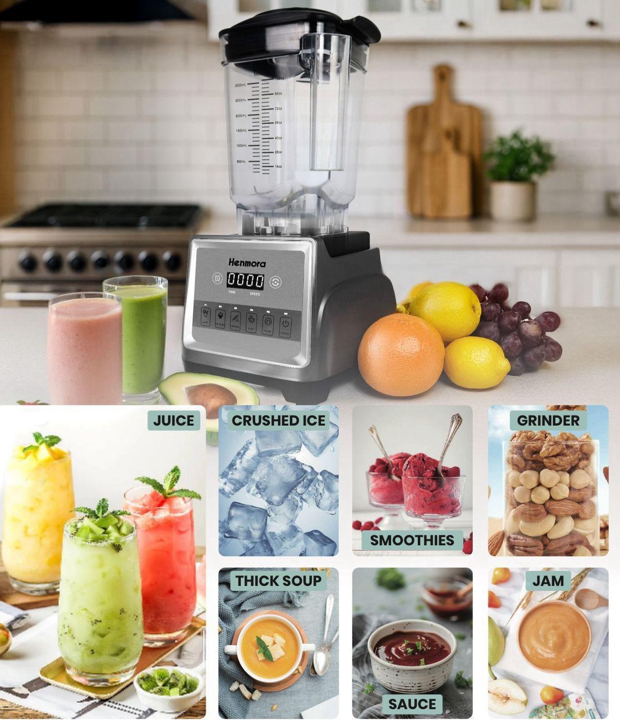 Henmora Non-Silent Blender (HS-226C) – 2200W Professional Power Blender - Image 2