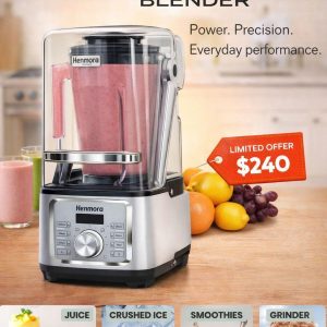 Henmora Silent Soundproof Blender (HS-606C) – 2200W High-Power Quiet Blender