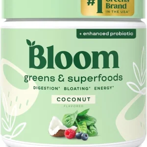 Bloom Nutrition Greens & Superfoods Powder, for Digestive Health, Coconut, 30 Servings
