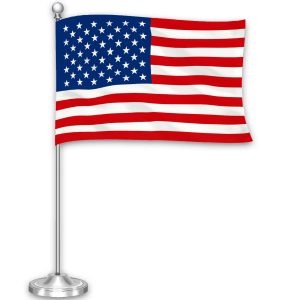 American USA Deluxe Desk Flag Set | 8.5x5.5 In | Printed 300D Polyester with Silver Dome and Base 15  Metal Pole Decorations For Office Home and Festival Events Celebration
