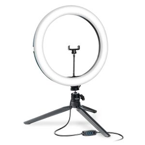 Bower WA-TRL10 10-In. LED Phone Ring Light Tabletop Stand for Smartphones, Black