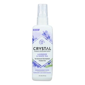Crystal Essence Mineral Deodorant Body Spray Lavender And White Tea - 4 fl oz