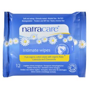 Natracare Organic Cotton Intimate Wipes - 12 Wipes - Case of 12
