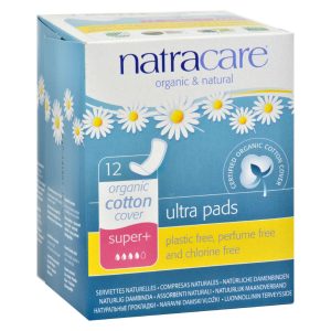 Natracare Natural Ultra Pads Super Plus w/organic cotton cover - 12 Pack
