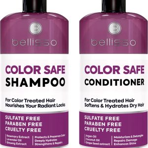 Color Safe Shampoo and Conditioner Set   For Protecting Dyed and Treated Hair Against Fading   Sulfate and Paraben Free Anti Fade Moisturizing Care Products to Protect Women and Men   With Rosemary