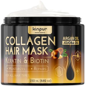 Hair Mask for Dry Damaged Hair with Collagen Biotin Argan Oil   Helps Repair Hair and Reduce Damage from Heat Sun Coloring   Moisturizing Keratin Hair Mask for Split Ends Hair Loss and Breakage