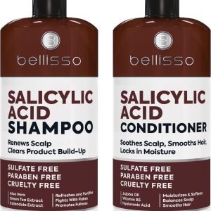 Salicylic Acid Shampoo and Conditioner Set   Scalp Exfoliator Formula for Flakes   Anti Dandruff and Itch Relief for Women and Men   Sulfate and Paraben Free   For Dry Flaky Itchy and Oily Hair