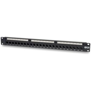 Eaton Tripp Lite Series 24-Port 1U Rack-Mount Cat6/Cat5 Feedthrough Patch Panel, RJ45 Ethernet, TAA