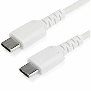 StarTech.com 1m USB C Charging Cable - Durable Fast Charge & Sync USB 2.0 Type C to C Charger Cord - TPE Jacket Aramid Fiber M/M 60W White